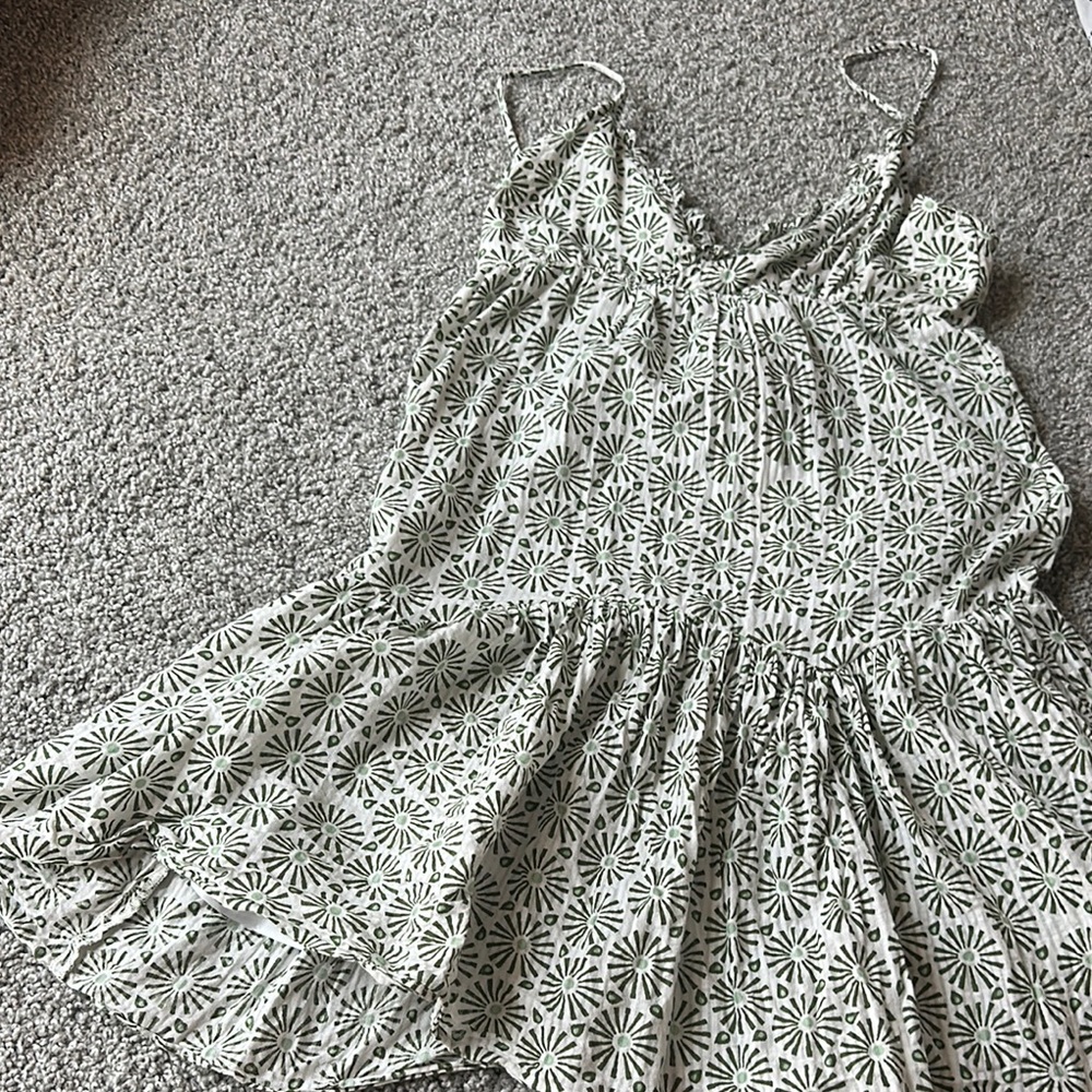 Green and White Floral Dress
